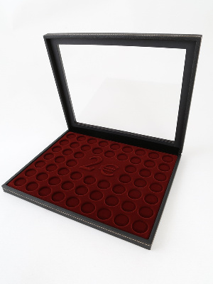 Бокс из искусственной кожи с прозрачным окном Nera Plus для монет 2 евро