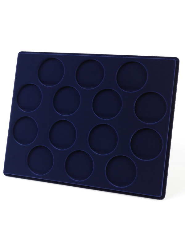  Планшет S (234х296х12 мм) для 14 монет в капсулах CAPS 48 Leuchtturm. Диаметр ячейки 54 мм, тёмно-синий