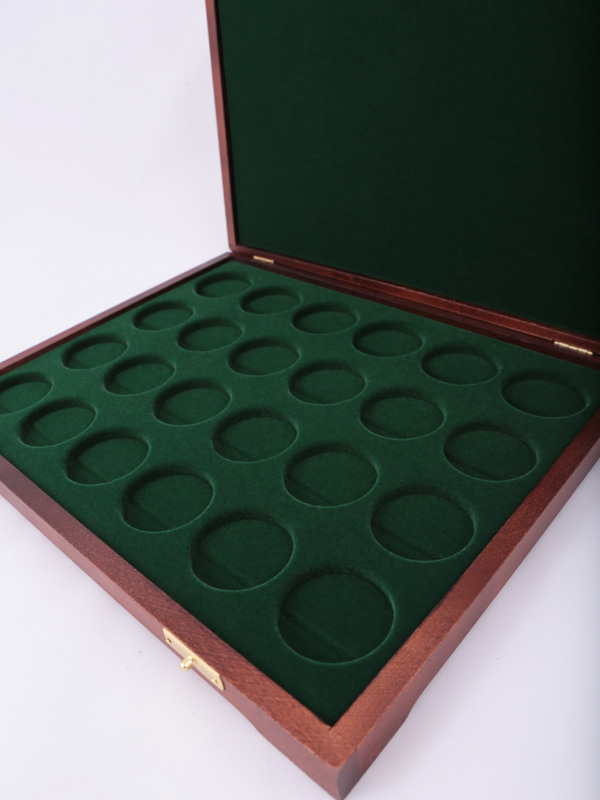  Футляр деревянный Vintage S (305х247х40 мм) на 24 капсулы Leuchtturm. Для монет 34 мм, зелёный