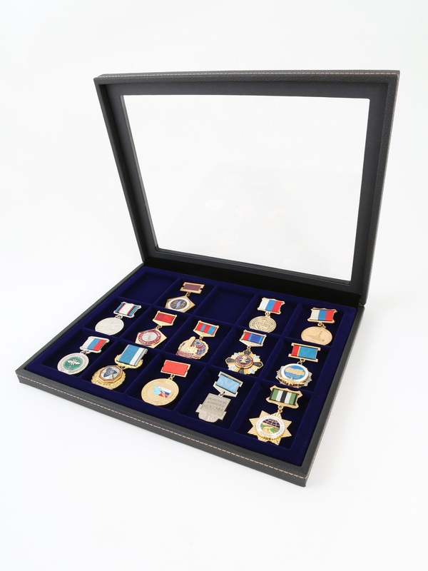  Бокс из искусственной кожи с прозрачным окном Nera Plus на 15 ячеек (49х63х7 мм), зелёный