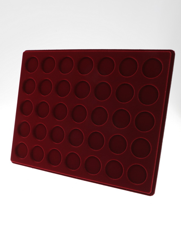  Планшет S (234х296х12 мм) для 35 монет в капсулах CAPS 26 Leuchtturm. Диаметр ячейки 32,5 мм, тёмно-бордовый