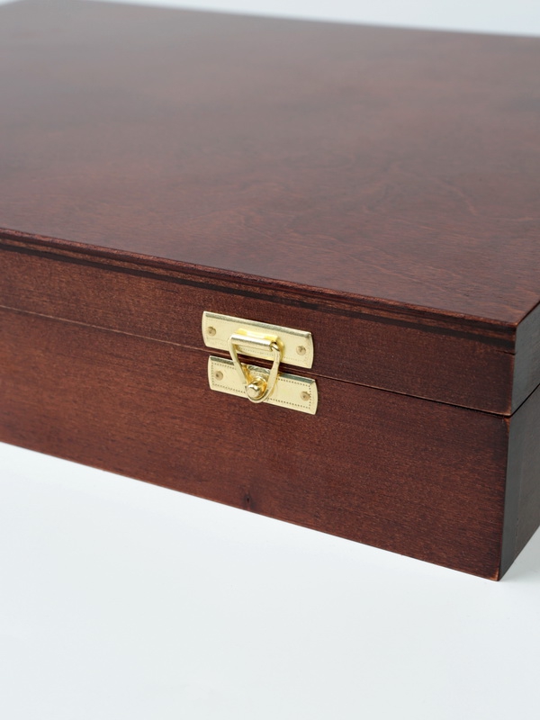  Футляр деревянный Vintage (329х271х61 мм) для 16 монет в капсулах (диаметр 74 мм). 2 уровня, тёмно-синий