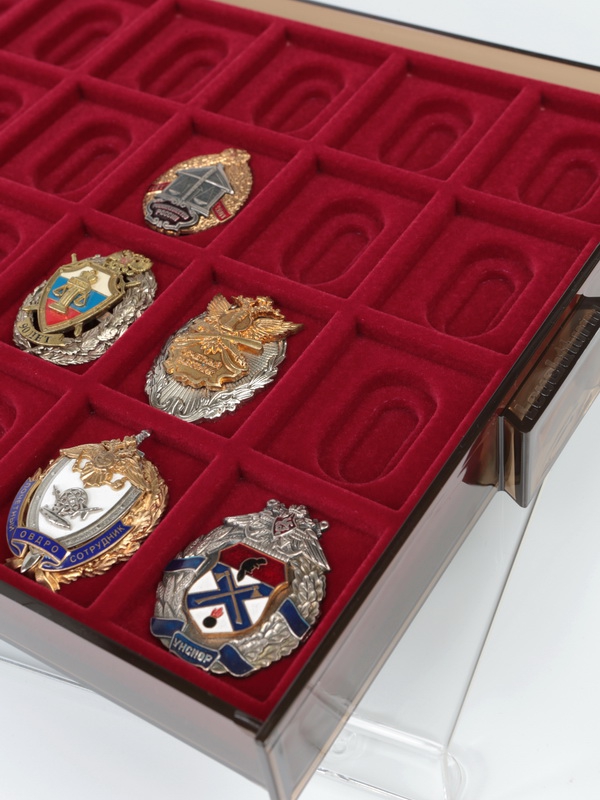  Кассета XL на 24 ячейки (49х40х6 мм) (под знаки с винтом), светло-бордовый