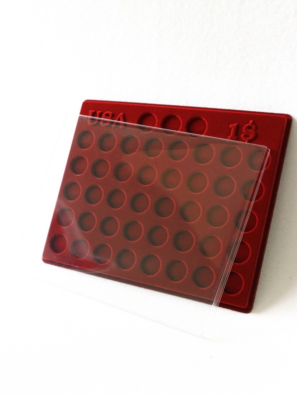  Планшет S (234х296х12 мм) для монет 1 доллар США (Президенты США) (43 ячейки), тёмно-бордовый