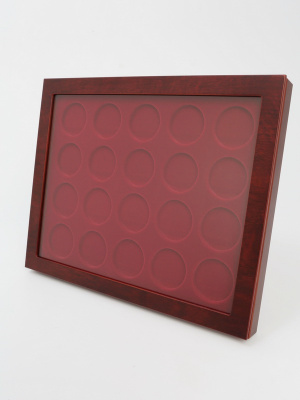  Витрина LOUVRE для 20 монет в капсулах (диаметр 46 мм), светло-бордовый