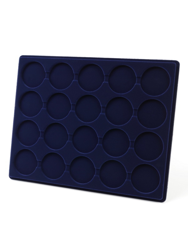  Планшет S (234х296х12 мм) для 20 монет в капсулах CAPS 43 Leuchtturm. Диаметр ячейки 49 мм, тёмно-синий