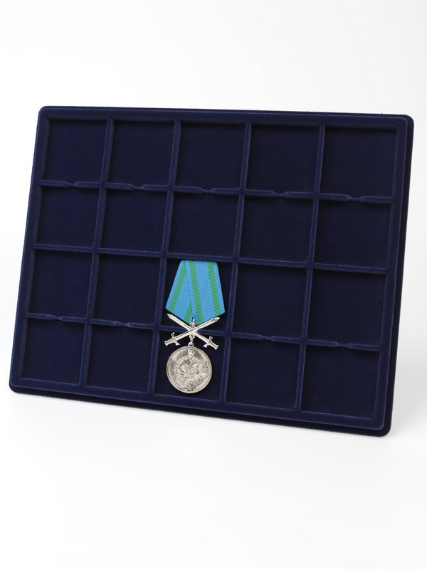  Планшет S (234х296х12 мм) на 10 ячеек (для медалей на колодках), тёмно-синий