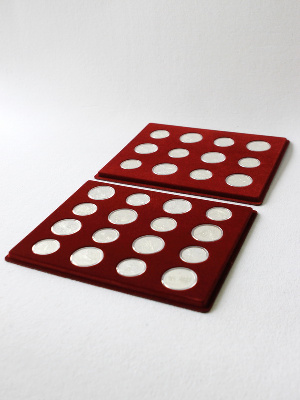 Набор из двух планшетов S (234х296х12 мм) для серебряных монет «Олимпиада-80» в оригинальных капсулах