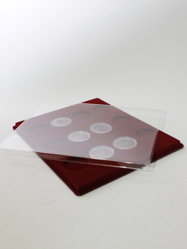  Планшет S (234х296х12 мм) для монет в капсулах d-46 мм (12 ячеек (3 по горизонтали, 4 по вертикали)), тёмно-бордовый