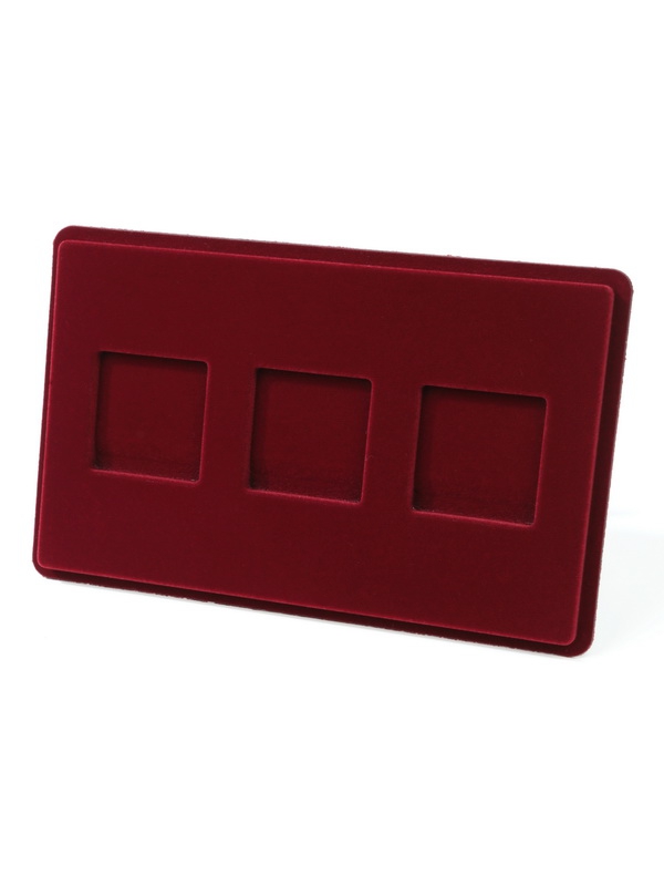 Планшет M (146х236х12 мм) для 3 монет в капсулах Quadrum (50х50х6 мм), тёмно-синий