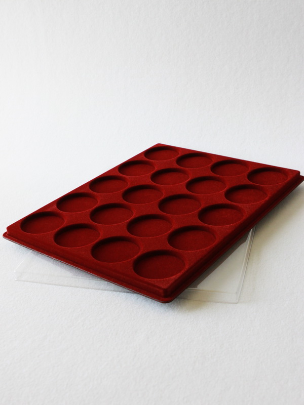  Планшет S (234х296х12 мм) для монет, медалей d-50 мм, h-5 (20 ячеек), тёмно-бордовый