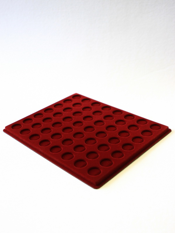  Планшет S (234х296х12 мм) для медно-никелевых монет 25 центов (штаты, округа и территории США, национальные парки США) (56 ячеек), тёмно-бордовый