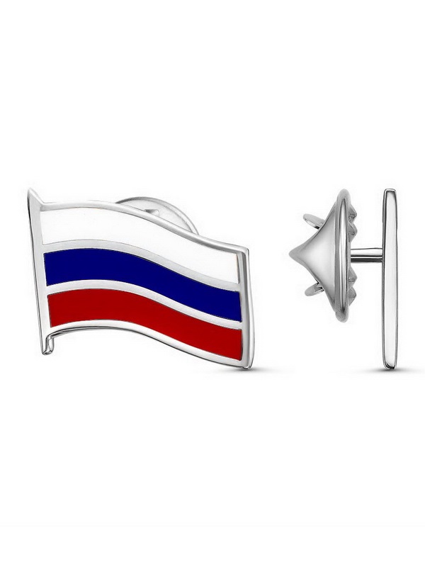 Значок Флаг РФ, большой, платинирование, цанга