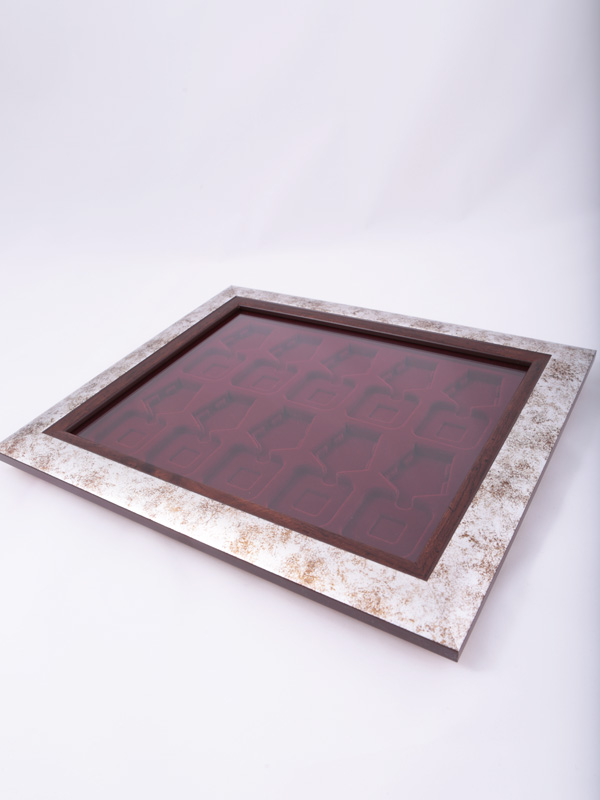  Багетная рамка S серебряно-коричневого цвета на 10 орденов с пятиугольной колодкой, тёмно-синий