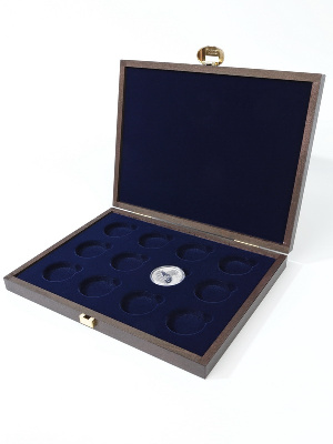 Деревянный футляр Carus XM (248х196х32 мм) для серии монет Australian Lunar Series III (50 cents, 1/2 oz silver proof) в капсулах