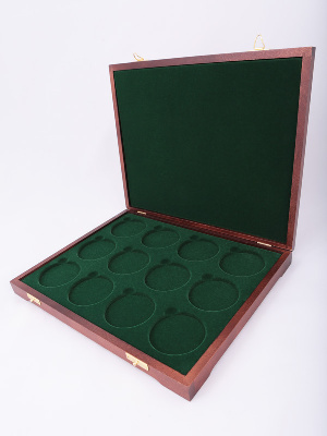 Футляр деревянный Vintage S (305х247х40 мм)  для монет, медалей d-60 мм (12 ячеек)