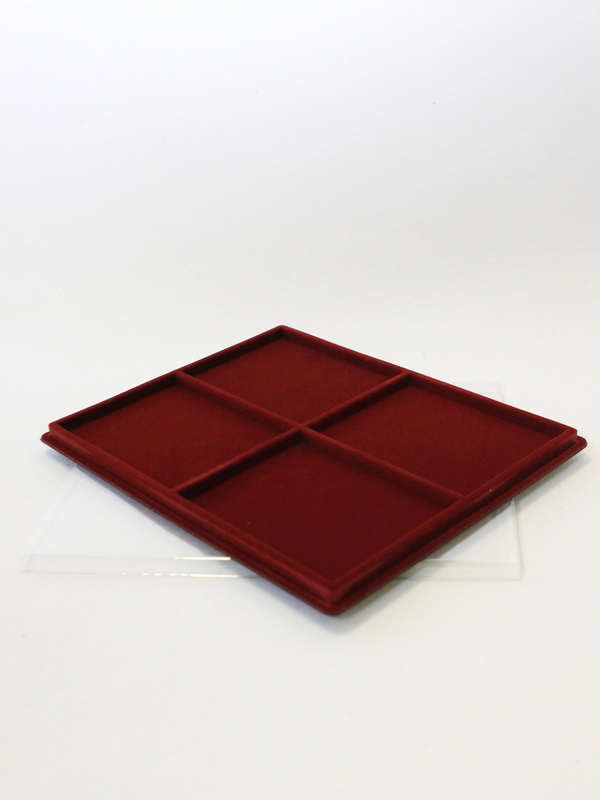 Планшет S (234х296х12 мм) на 4 ячейки (103х134х9 мм), тёмно-бордовый