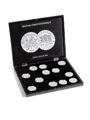 Футляр деревянный Volterra Uno (304х244х31 мм) для 20 серебряных монет в капсулах (1 oz Wiener Philharmoniker). Leuchtturm, 350448