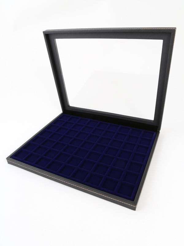  Бокс из искусственной кожи с прозрачным окном Nera Plus на 35 ячеек (36,5х36,5х8 мм), чёрный