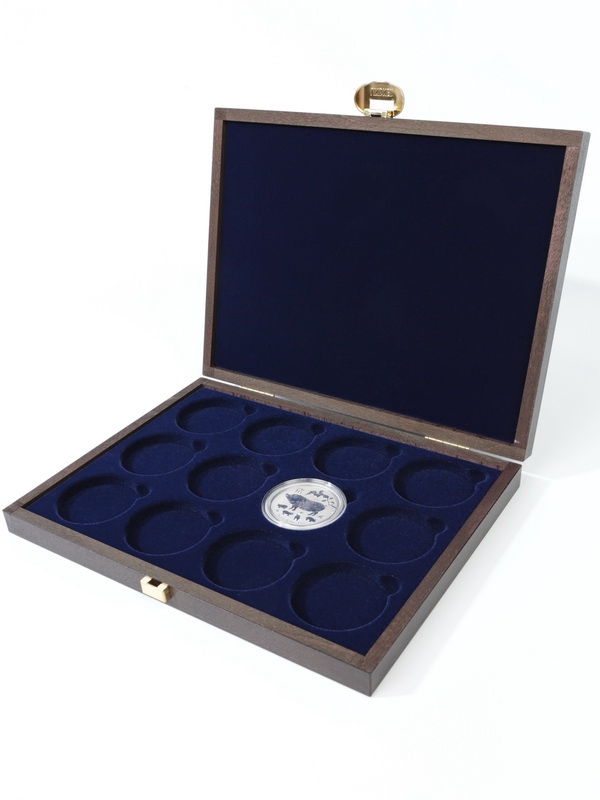 Деревянный футляр Carus XM (248х196х32 мм) для серии монет Australian Lunar Series II (1$, 1 oz silver proof) в капсулах