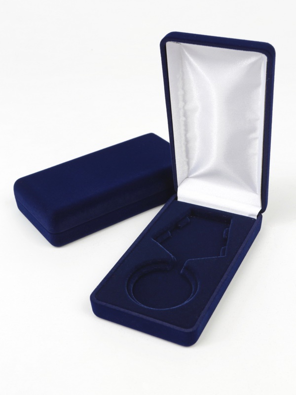 Футляр (62х116х26 мм) под медаль РФ d-40 мм с пятиугольной колодкой, тёмно-синий