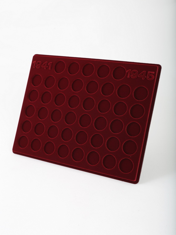  Планшет S (234х296х12 мм) для монет 10 рублей «Города Воинской Славы». В капсулах Leuchtturm, тёмно-бордовый