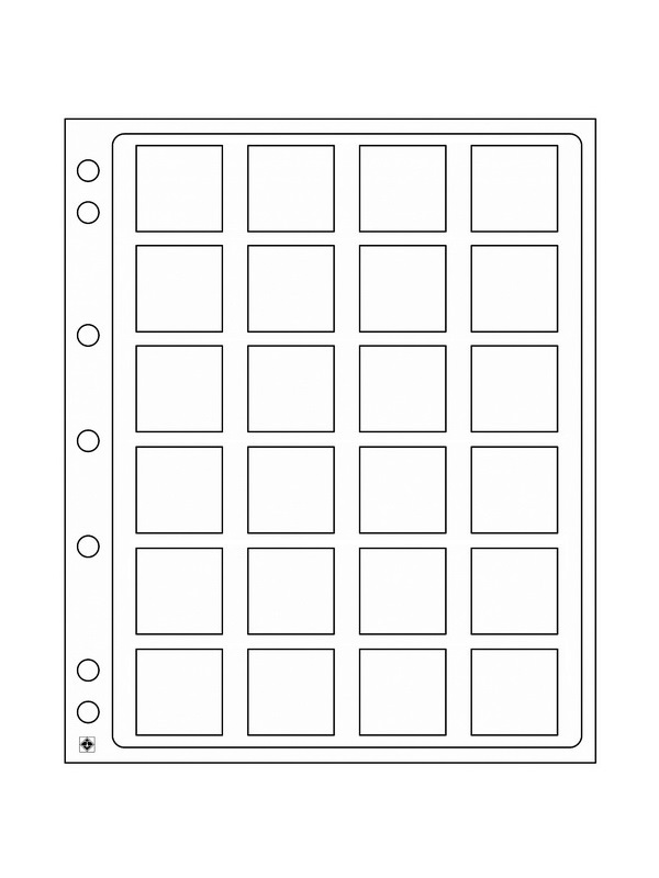 Листы-обложки ENCAP из прозрачного пластика для монет в капсулах Quadrum Mini Leuchtturm (24 капсулы). Упаковка из 2 листов. Leuchtturm, 360060