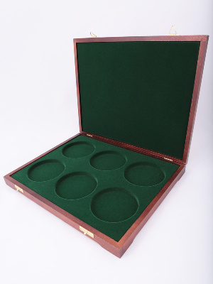 Футляр деревянный Vintage S (305х247х40 мм) на 6 монет в капсулах (диаметр 83 мм)