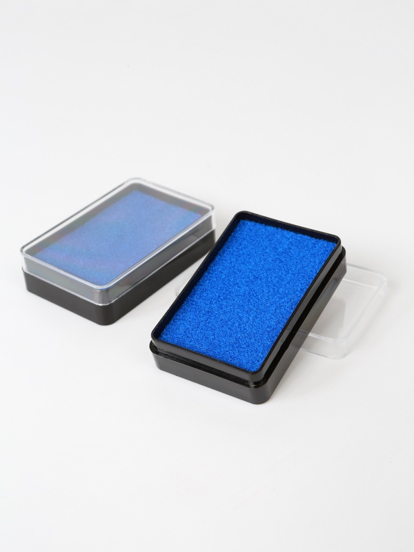  Пластиковый футляр (38х58х17 мм). Чёрное основание, прозрачная крышка, голубая вставка