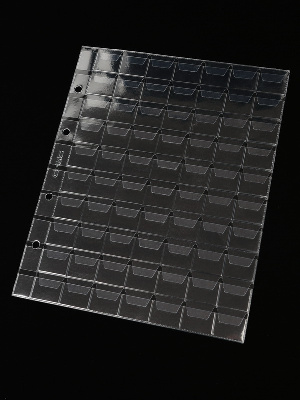 Лист формата ОПТИМА (Россия) (201х252 мм) на 70 ячеек с клапанами. Для монет диаметром до 20 мм. СомС, ЛМ70К-O