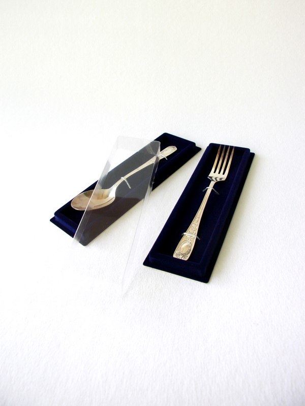  Сувенирная упаковка под ложку, вилку (61х221х28 мм), тёмно-синий