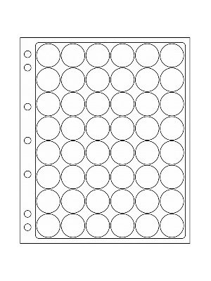 Листы-обложки ENCAP из прозрачного пластика для монет в капсулах CAPS 24/25 мм Leuchtturm.  Диаметр ячейки 32 мм. Упаковка из 2 листов. Leuchtturm, 343210