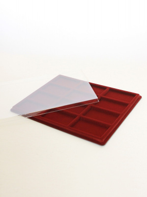 Планшет S (234х296х12 мм) на 12 ячеек (46х84,5х9 мм), тёмно-бордовый