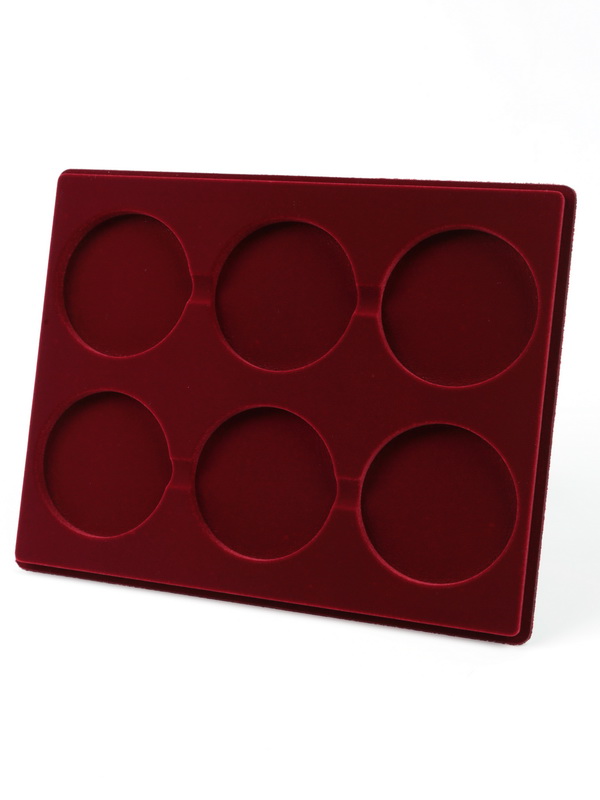  Планшет S (234х296х12 мм) на 6 капсул Leuchtturm CAPS XL 29-76. Для монет диаметром от 29 до 76 мм, тёмно-бордовый