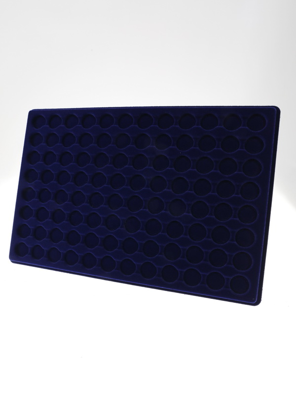  Планшет L (222х333х13 мм) для 96 монет в капсулах CAPS 15 Leuchtturm. Диаметр ячейки 21 мм, тёмно-синий