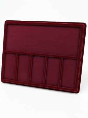  Планшет S (243х304х21 мм) на 5 ячеек (101х49х16 мм) и 1 ячейку (99х267х16 мм) (с поролоновыми вставками), тёмно-бордовый