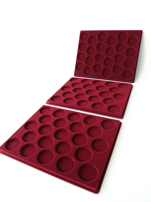  Набор из трёх планшетов S (234х296х12 мм) для 64 монет серии «Монеты СССР» и 6 монет серии «Barcelona-92», тёмно-бордовый