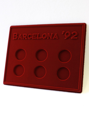 Планшет S (234х296х12 мм) для серии монет «Barcelona-92», тёмно-бордовый Планшет S (234х296х12 мм) для серии монет «Barcelona-92», тёмно-бордовый