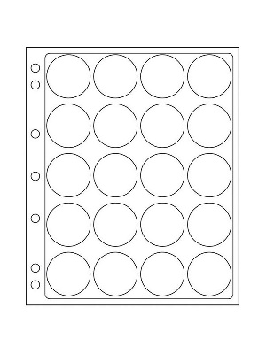 Листы-обложки ENCAP из прозрачного пластика для монет в капсулах CAPS 40/41 мм Leuchtturm. Диаметр ячейки 47 мм. Упаковка из 2 листов. Leuchtturm, 343216