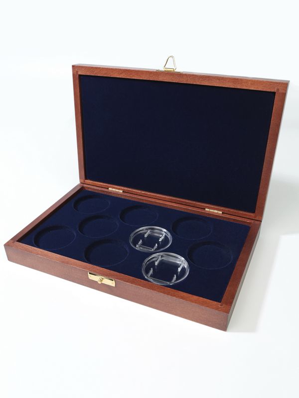 Деревянный футляр Vintage M (244х156х38 мм) для 9 монет в капсулах (диаметр 46 мм)