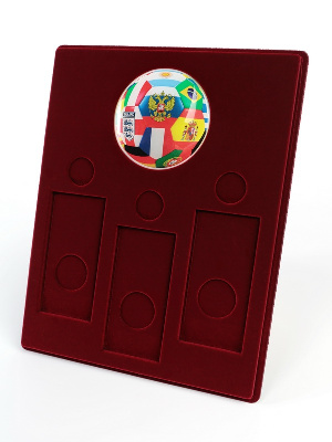 Планшет S (234х296х12 мм) для 3 монет 25 рублей и 3 монет 25 рублей в блистере «Футбол 2018». Мяч