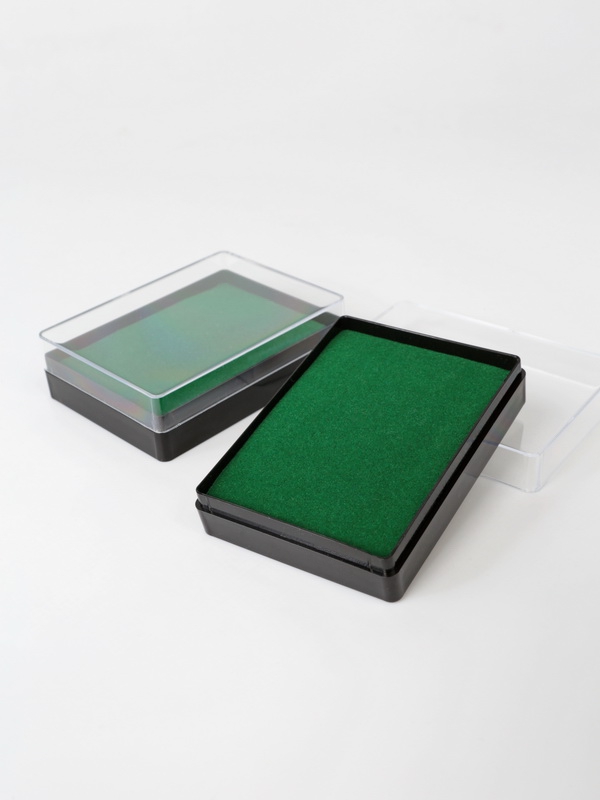  Пластиковый футляр (58х78х22 мм). Чёрное основание, прозрачная крышка, зелёная вставка