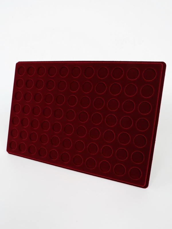  Планшет L (222х333х13 мм) на 77 монет d-22 мм, тёмно-бордовый