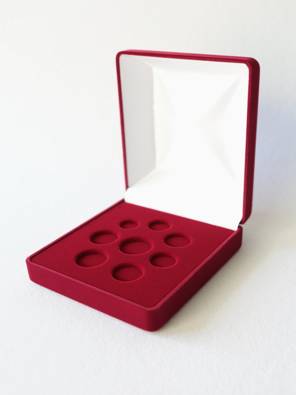 Футляр (120х131х50 мм) под набор монет евро,  светло-бордовый