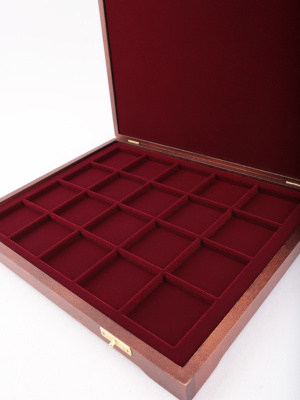  Футляр деревянный Vintage S (305х247х40 мм) на 20 ячеек (49х49х7 мм), тёмно-бордовый