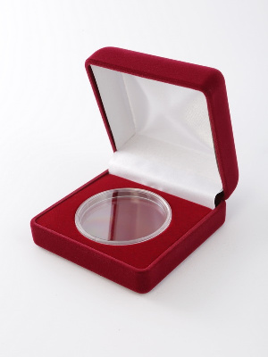 Футляр (80х80х40 мм) для монеты, медали диаметром 47 мм в капсуле Leuchtturm (диаметр ячейки 53 мм)