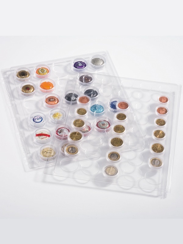 Листы-обложки ENCAP из прозрачного пластика для 5 наборов монет евро в капсулах Leuchtturm. Упаковка из 2 листов. Leuchtturm, 327928
