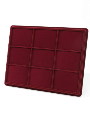 Планшет S (243х304х21 мм) на 9 ячеек (68х89х16 мм) (с поролоновой вставкой), тёмно-бордовый