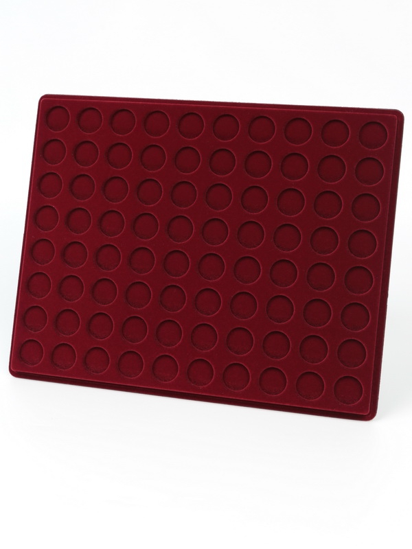  Планшет S (234х296х12 мм) для монет d-22 мм (80 ячеек), тёмно-бордовый