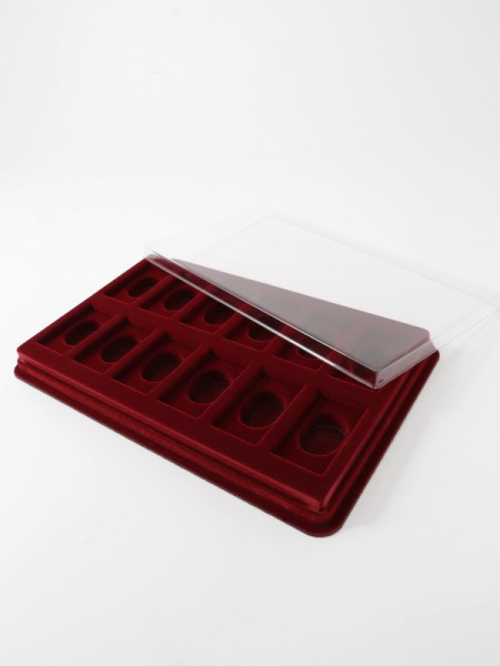 Планшет M (150х239х20 мм) на 12 ячеек (50х30х6 мм) (под знаки с винтом), тёмно-бордовый